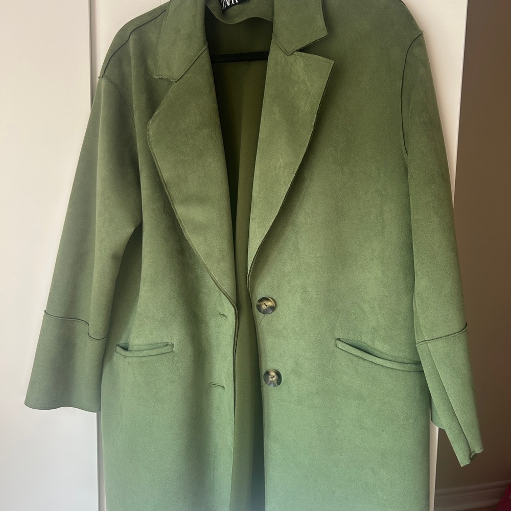 Zara Faux Suede Green Coat